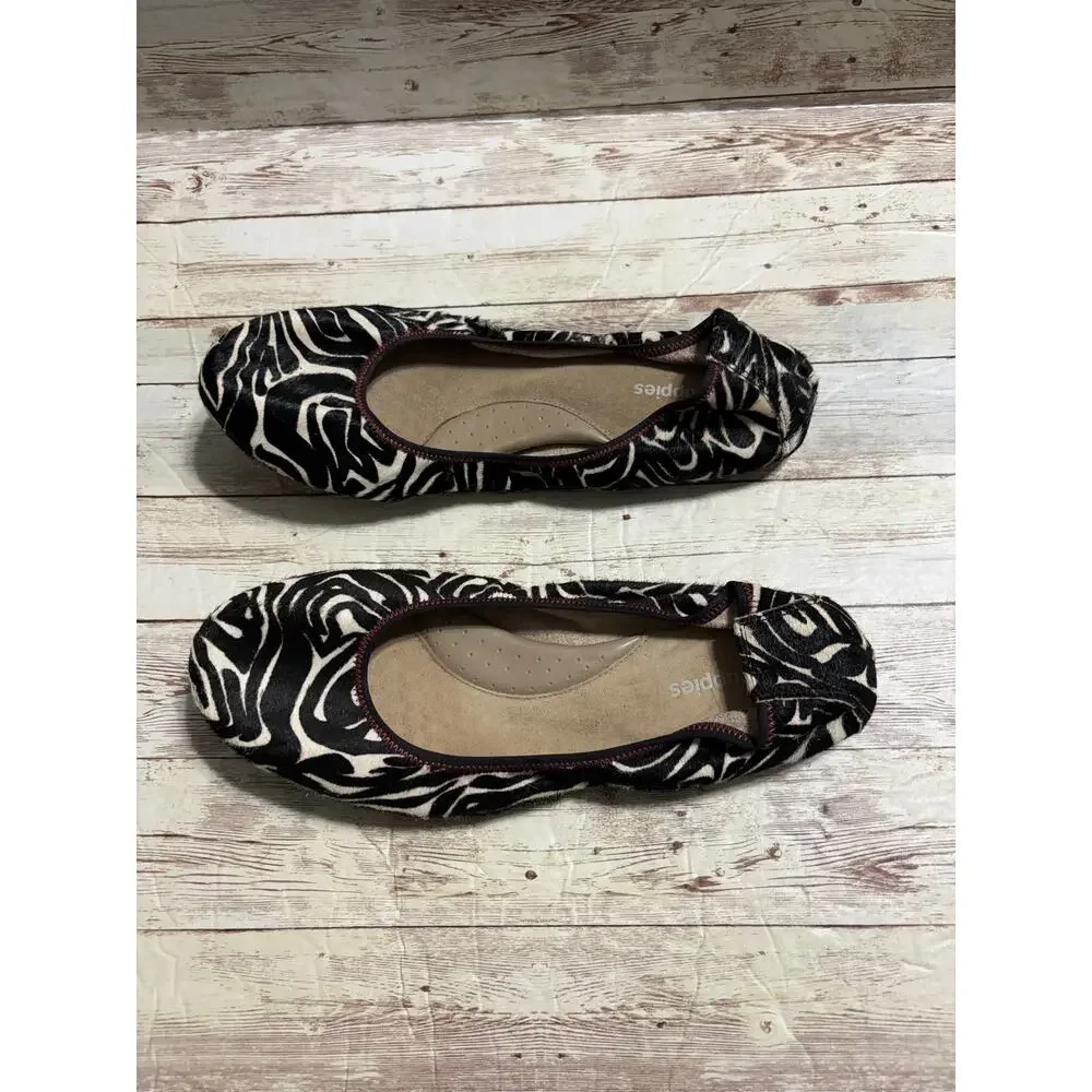 Hush Puppies Chaste Ballet Flat Zebra Print Calf Hair 9W Slip-On Shoes Comfort